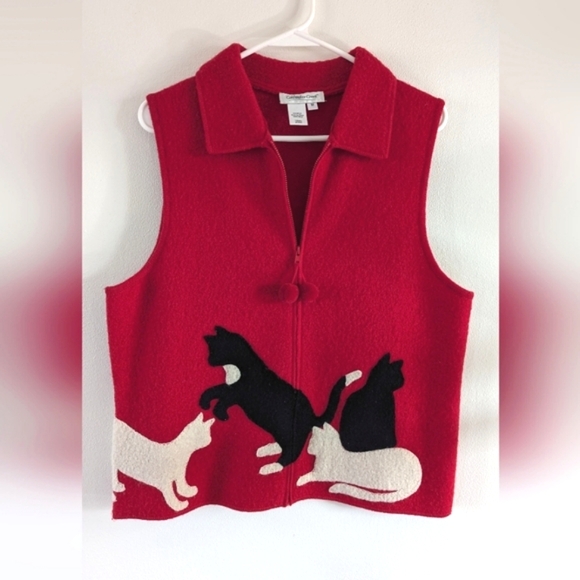 Coldwater Creek Jackets & Blazers - Wool Cat Appliqué Vest Women's M